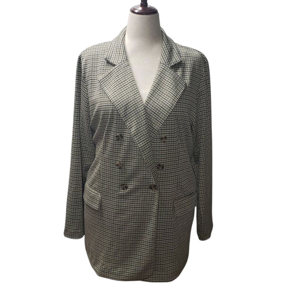 NWT Maurices Plus 2X Houndstooth Soft Knit Blazer Dark Academia Office Chic
